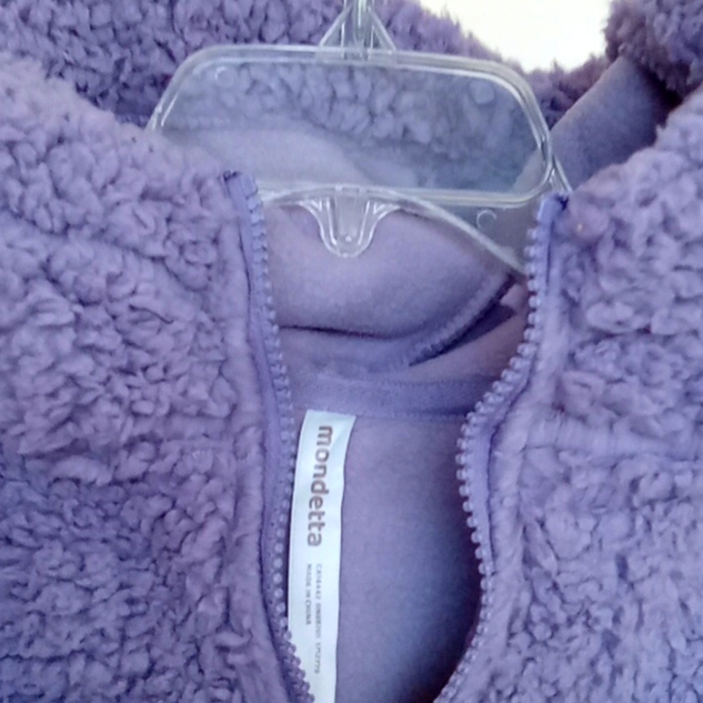 NWT  PURPLE YOUTH HALF ZIP SHERPA BY MONDETTA.  SIZE MEDIUM (10-12). - Picture 6 of 11